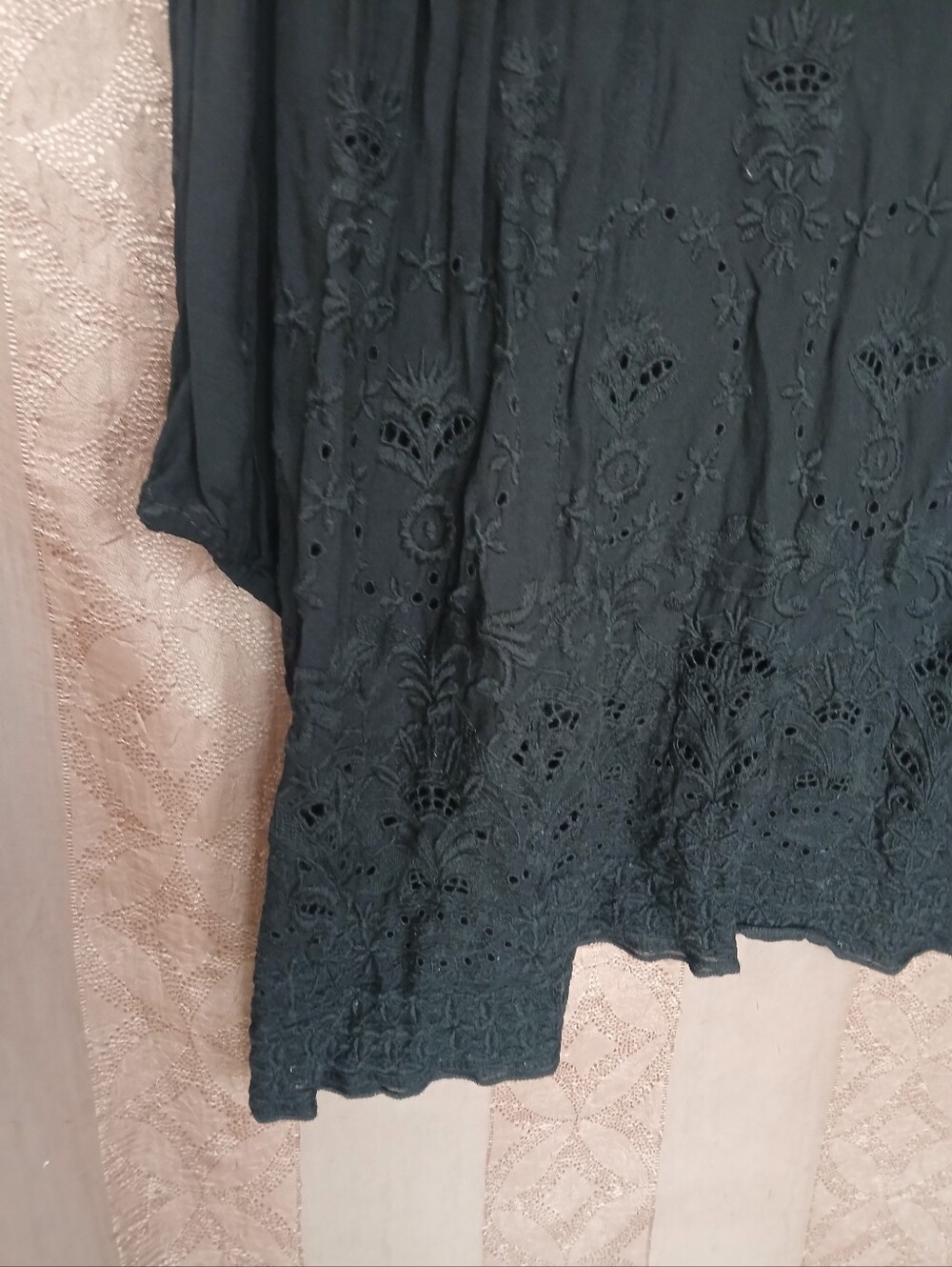 💎 LOVE Johnny Was Women's Top Black Eyelet Embroidered Peasant Tunic 0478 - Picture 5 of 12